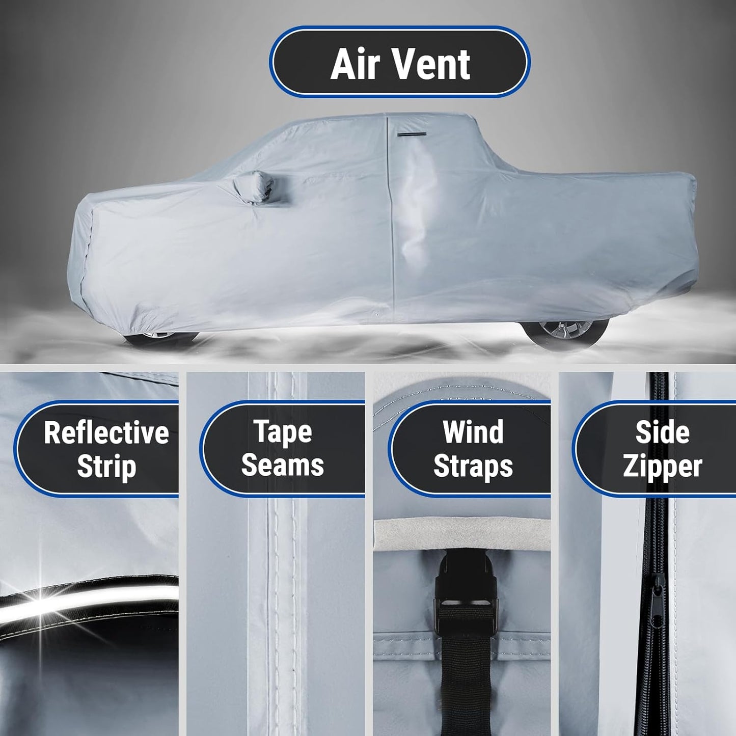 iCarCover Fits 2005-2023 Tacoma Double Cab, 6.1 ft Regular Bed Toyota Truck Cover Automobiles Form-Fit Padded Full Exterior Waterproof Automobiles Protection Covers