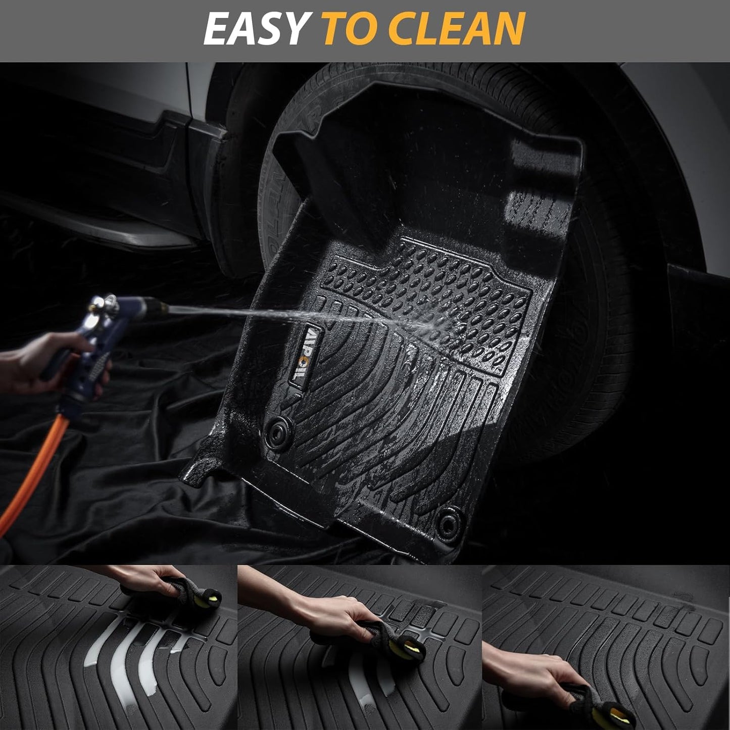 AIPOIL® Floor Mats for 2013-2016 Ford Fusion & Lincoln MKZ | Front & 2nd Row | Easy to Clean | All-Round Protection丨Non-Slip丨All-Weather,Black