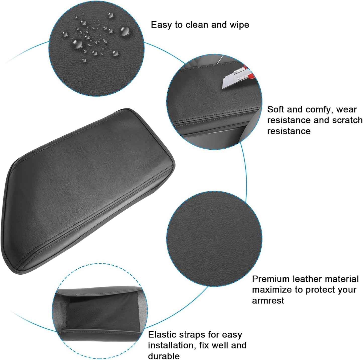 SXCY for 2020-2025 VW Jetta Armrest Cover for Volkswagen Jetta 2025 Armrest Console Cover 2020-2024 2025 Jetta Center Console Cover 2025 Jetta Middle Console Cover (Black Stitched Slim)