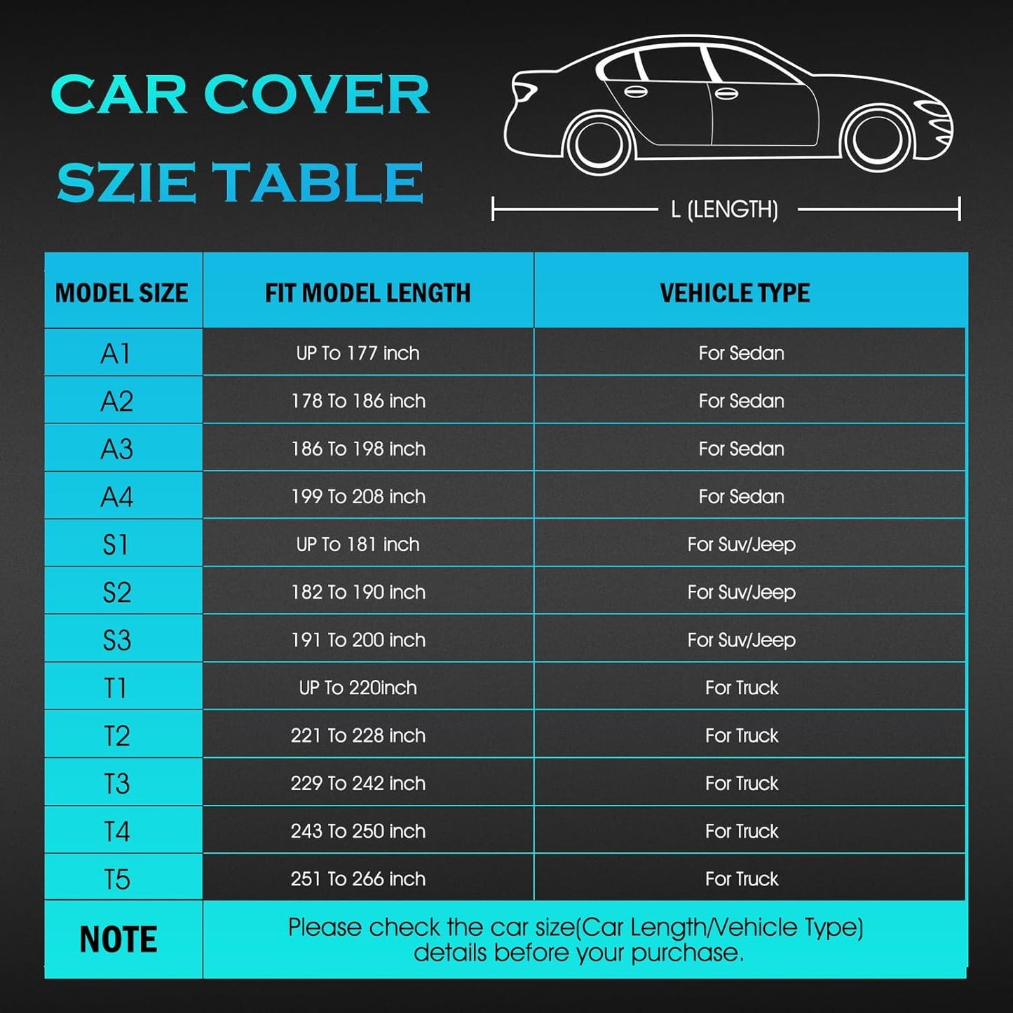 Truck Car Cover Waterproof All Weather Full Outdoor Pickup Car Cover Rain UV Protection, Size T3 Universal Fit for Ford F150 Chevy Silverado Dodge Ram 1500. (Fit Truck Length 229 to 242 inch)
