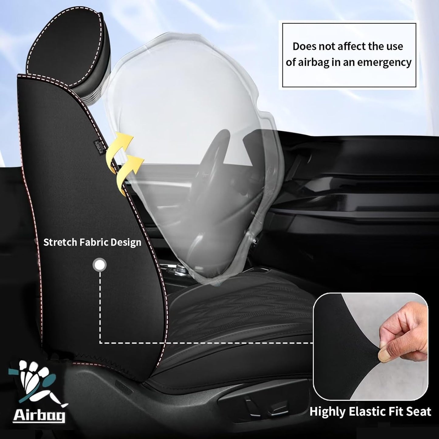 Seat Covers Fit for Toyota Camry 2012-2024 2025 Full Set,Faux Leather Car Seat Cover Waterproof for Camry Vehicle Automotive Cushion Protector Compatible Airbag (5 Seats,Black)