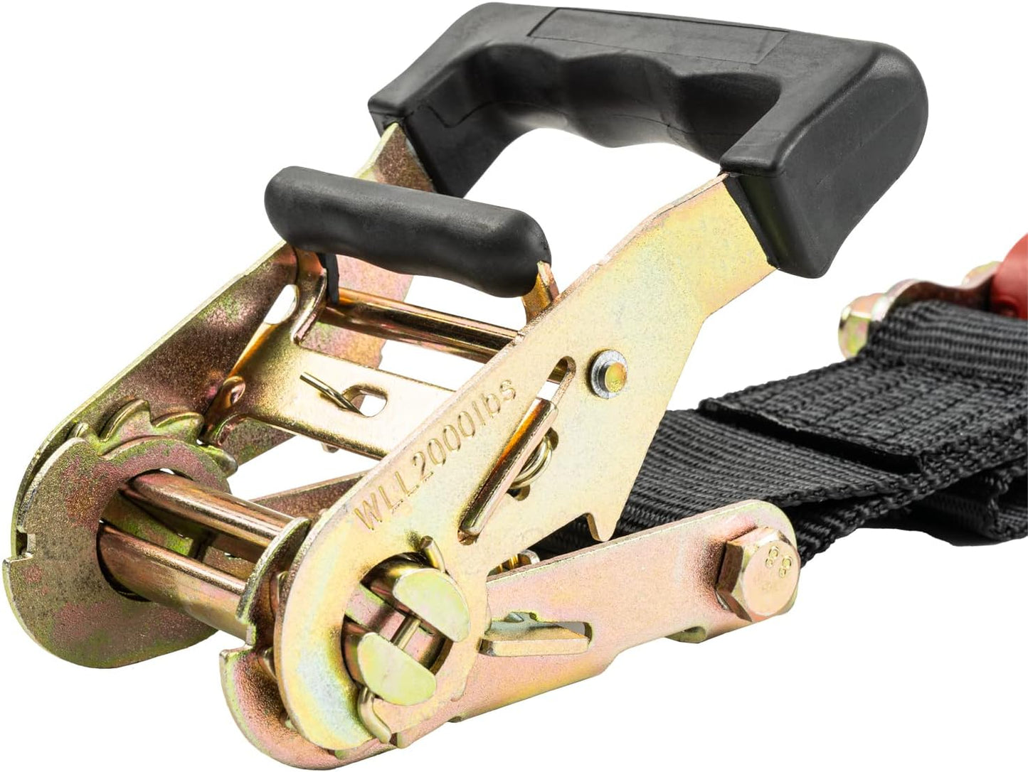 Ratchet Strap, 9’ x 2” Shock Absorbing Heavy Duty Tie downs for Cargo, 2,000 LB WLL / 6,000 LB Break Strength, 2-Pack