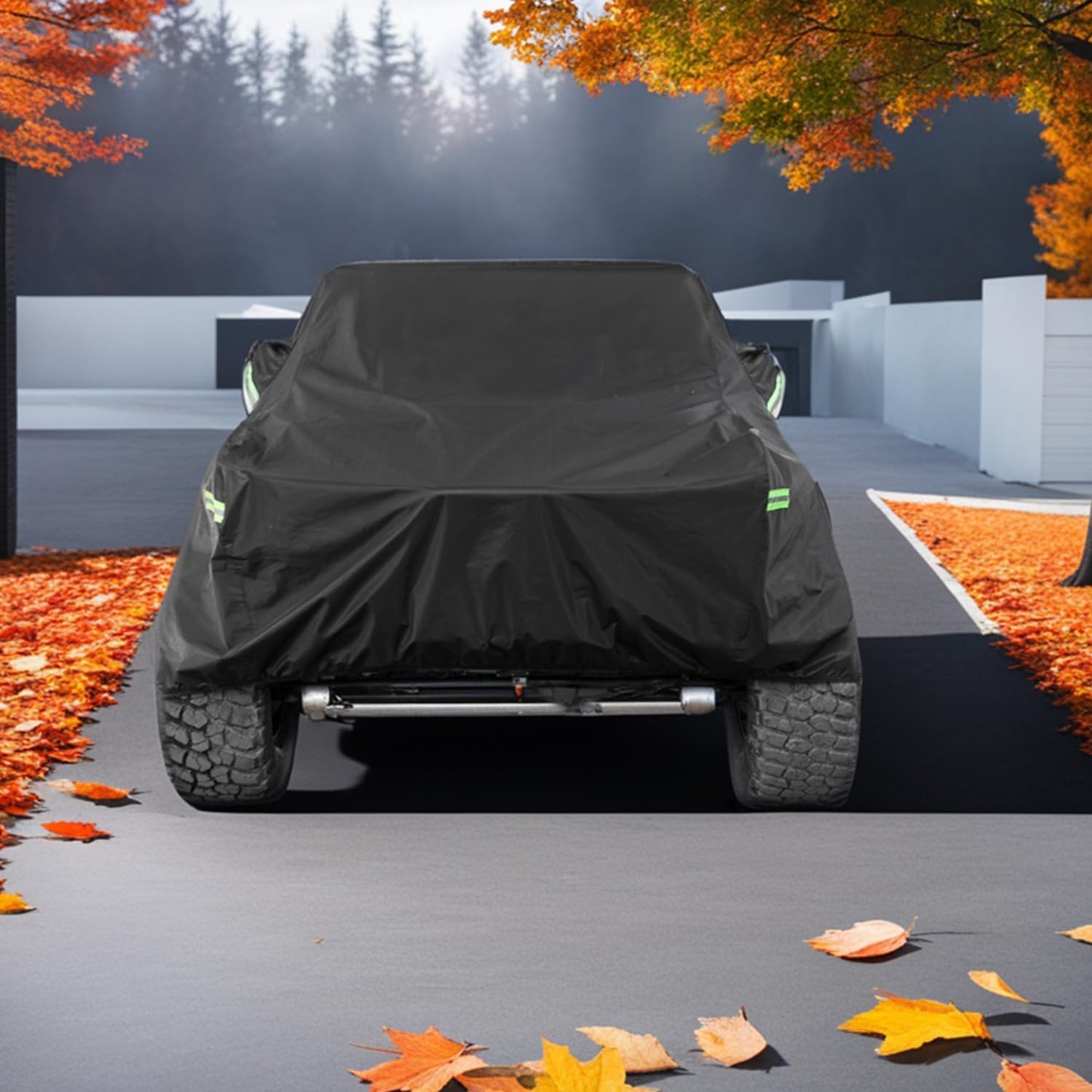 Waterproof Cover for Jeep Wrangler JK JL CJ YJ TJ 4 Door 1987-2023 Outdoor Sun Rain Wind Snow Protection Dustproof Covers with Driver Door Zipper Black