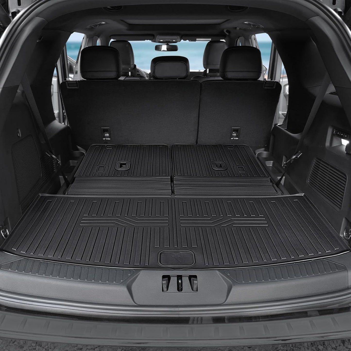 Floor Mats for 2020-2024 2025 Ford Explorer (7-seat), All Weather TPE Floor Mat Cargo Liner with Backrest Mat for Explorer ST/XLT Accessories