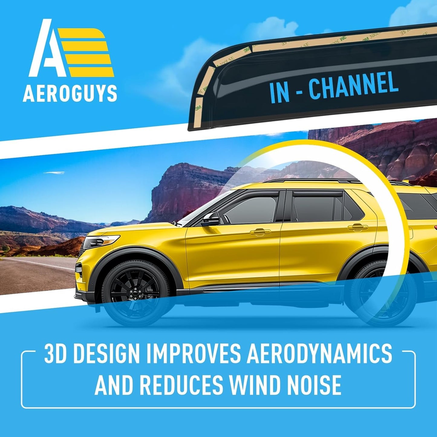 Extra Durable Window Deflectors in-Channel Window Visors Rain Guards Fit for Ford Explorer 2020-2025, Sun Visors, Wind Vent for Shades, Exterior Car Accessories - 4 pcs. AG0902