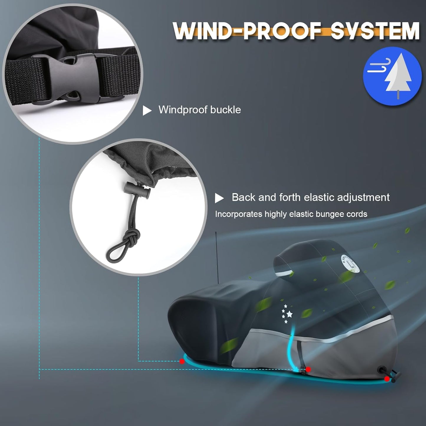 Motorcycle Cover 420D Heavy Duty All Season Universal Weather Waterproof Outdoor Protection 86" XL Vehicle Cover/Black/Gray