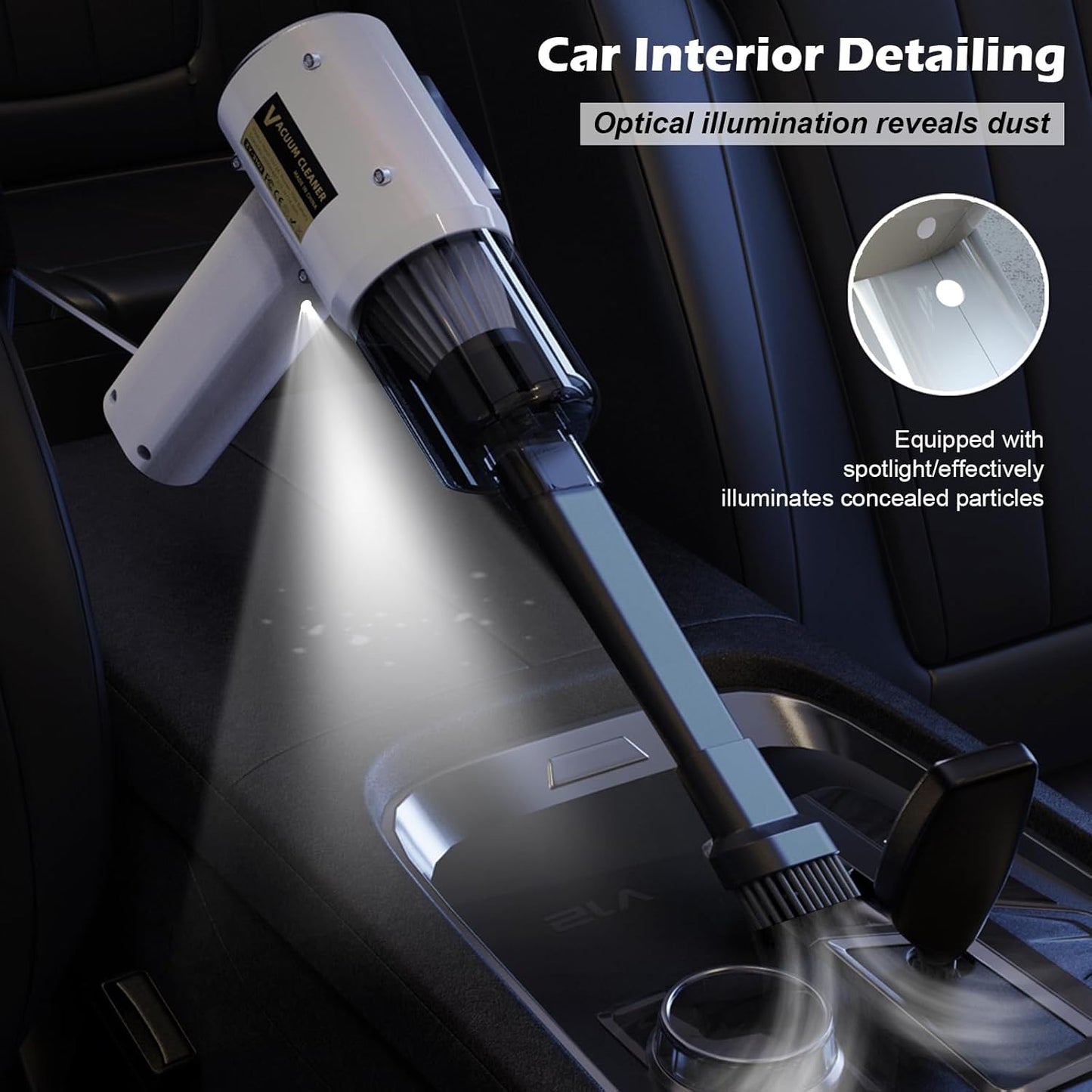 Mini Cordless Handheld Vacuum Cleaner, 21000Pa Strong Suction, 2-Speed USB-C Rechargeable for Car, Home, Office Desk – Pearl White | Faddish Portable Cleaner