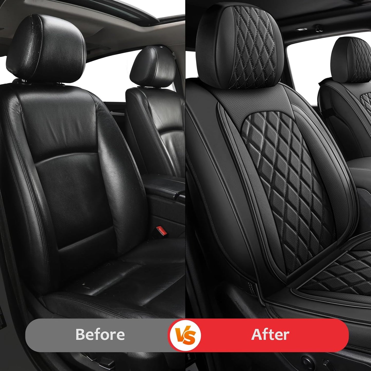 MIROZO Truck Seat Cover for Dodge Ram, Waterproof Ram Seat Cover Compatible with 2009-2025 RAM 1500 2500 3500 Truck Pickup Crew Quad Cab with Split Bench 40/60(Black,Full Set Curved Back)