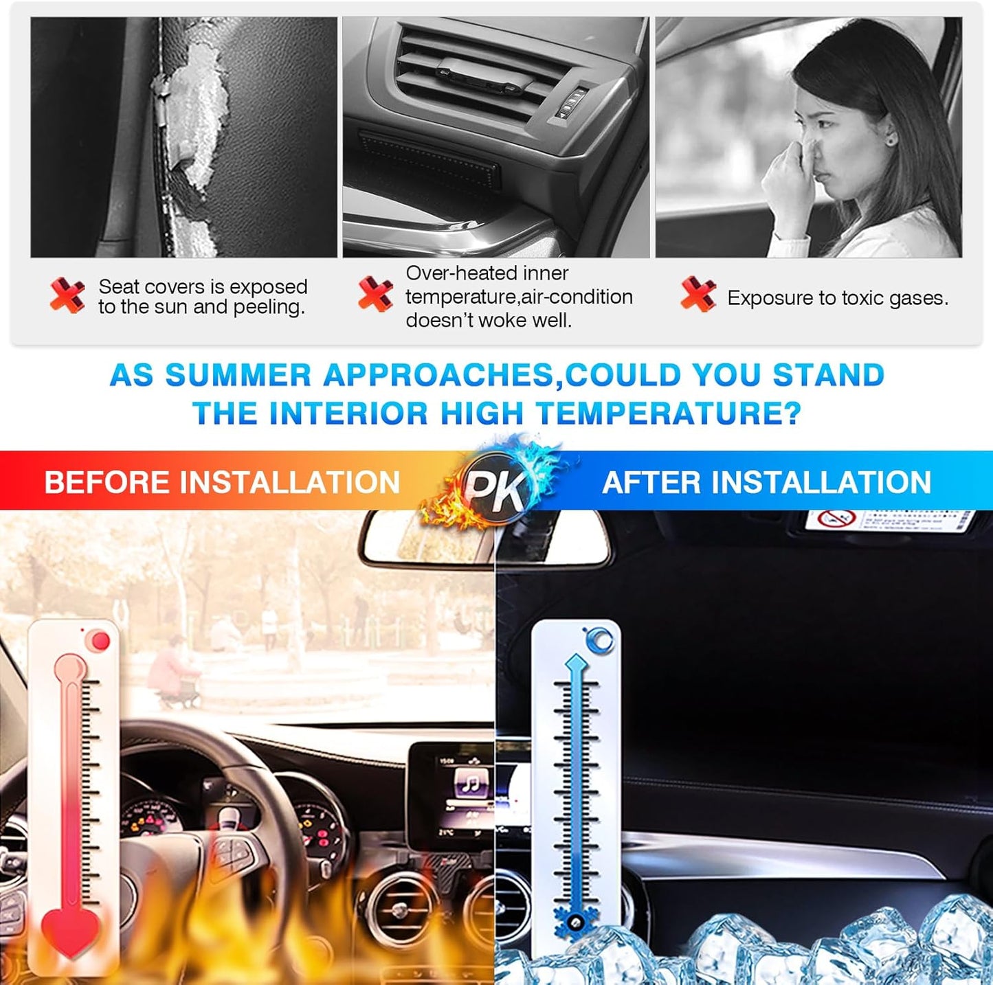 KUST Windshield Sun Shade for Audi Q7 Accessories 2007-2015 Window Shade Sun Visor Protector Foldable Blocks UV Rays Keep Your Car Cooler