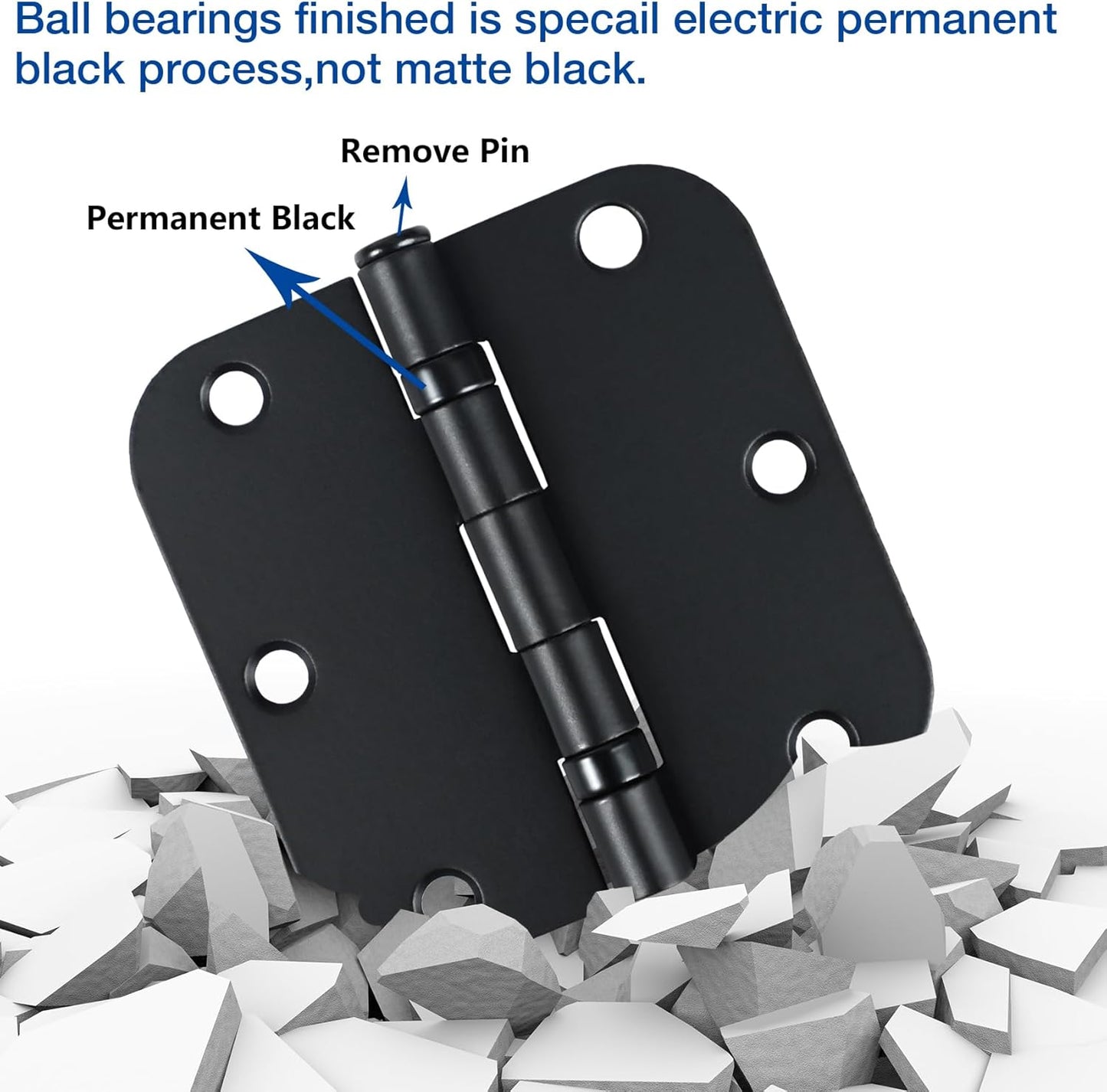 42 Pack Ball Bearing Door Hinges Matte Black 3.5 Inch 5/8"Radius Round Anti Squeak Interior 3-1/2"Flat Iron Bifold Standard Office Bedroom Indoor for Doors 3 ½" Hardware Control Home Decor Essentials