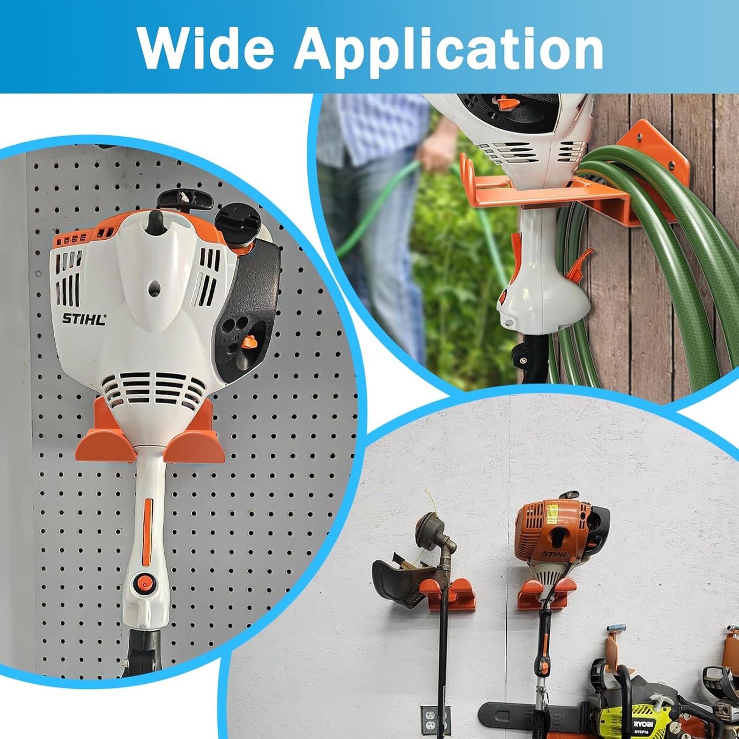 Weedeater Hanger Wall Mount Garage Organizer Trimmer Rack for Garage Wall, String Trimmer Hanger Heavy Duty Weed Wacker Hooks 2 Pack