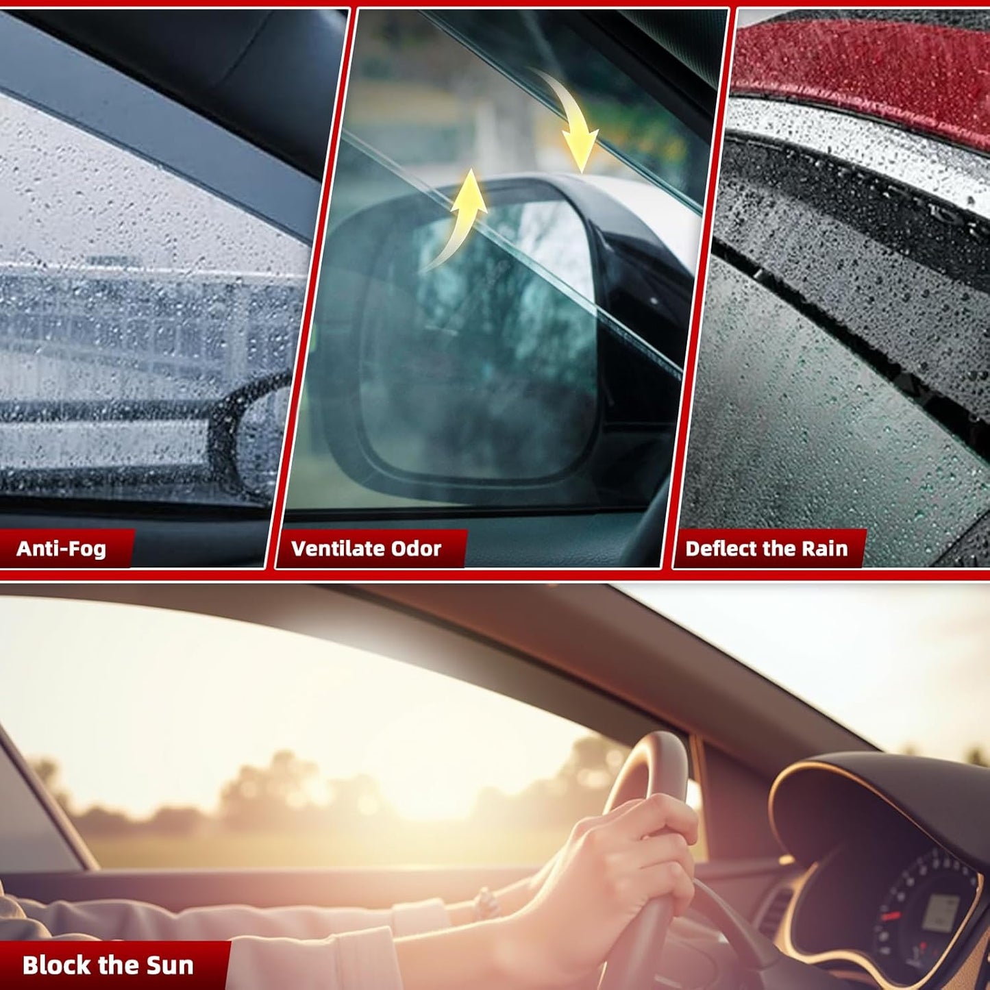 in Channel Window Visors Rain Guards for Honda Civic Hatchback 2016 2017 2018 2019 2020 2021, Durable Wind Deflectors Vent Shades Shields-4pcs