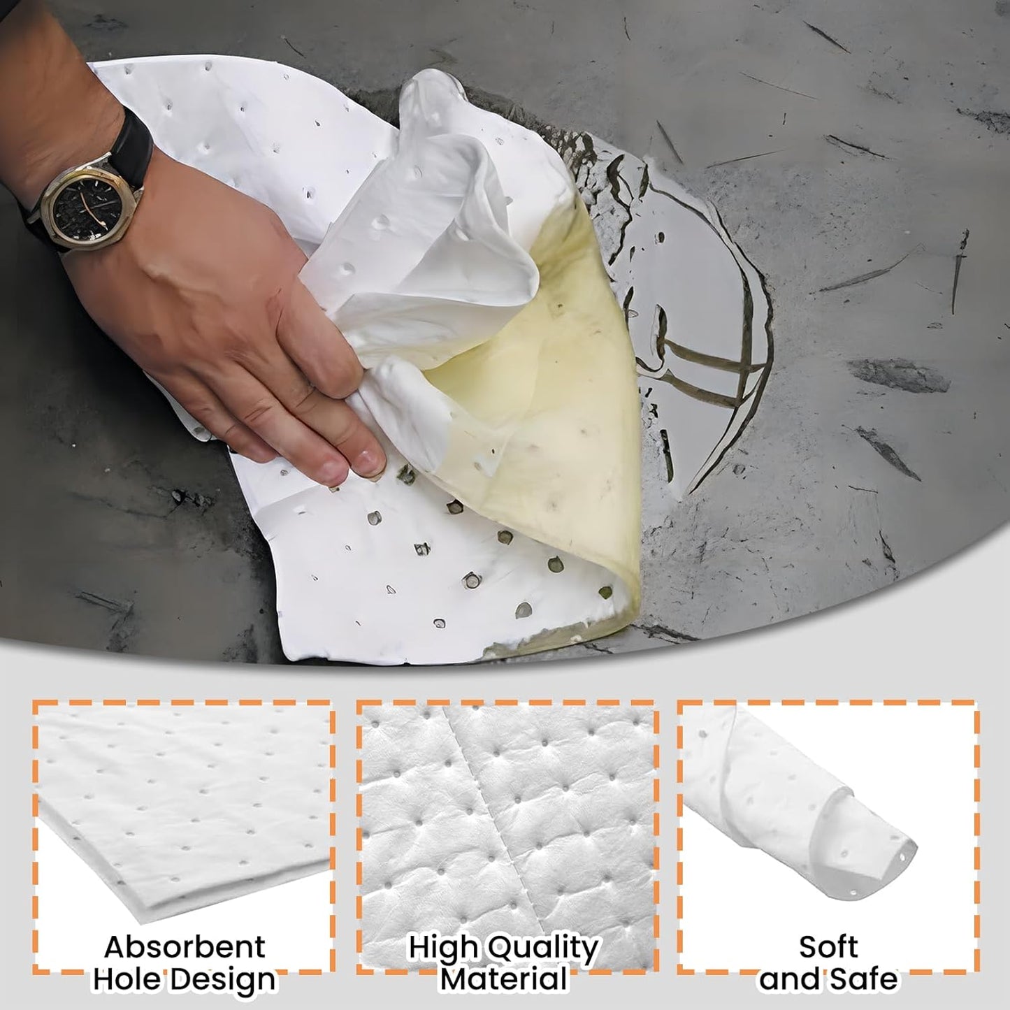 Smaafit Oil-Only Absorbent Pads 17.5" x 13.5" Heavyweight Oil Absorbing Mats, 50pcs White Oil Absorbent Mat Pads for Absorbing Protecting Home Garage Basement, 24oz/Pad