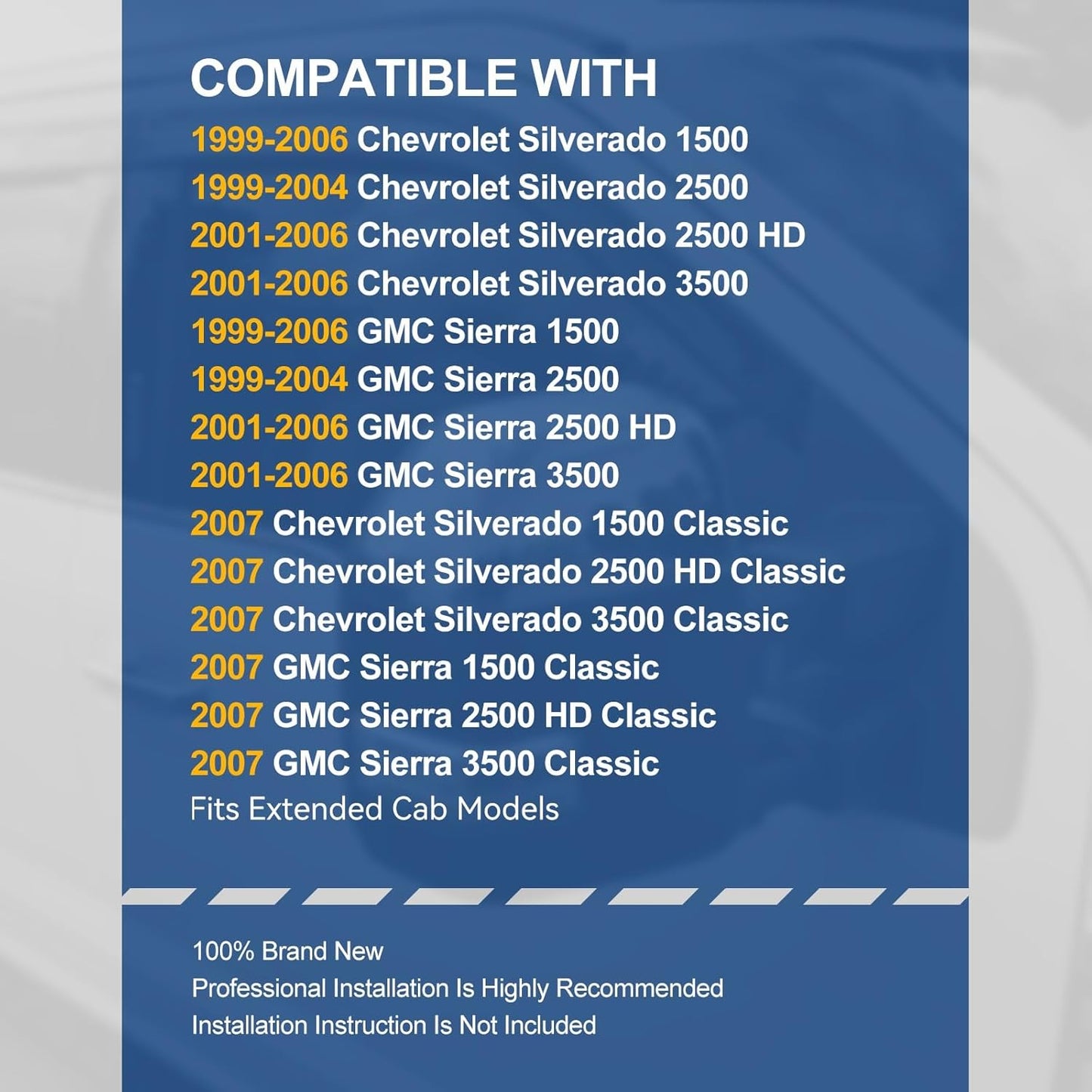 Auto Dynasty Set of 4 Carbon Fiber Pattern Window Visors Compatible with 1999-2007 Chevy Silverado GMC Sierra 1500 2500 HD 3500 Classic, Tape-On Rain Guards Shield Vent Shade Deflector Glossy Black