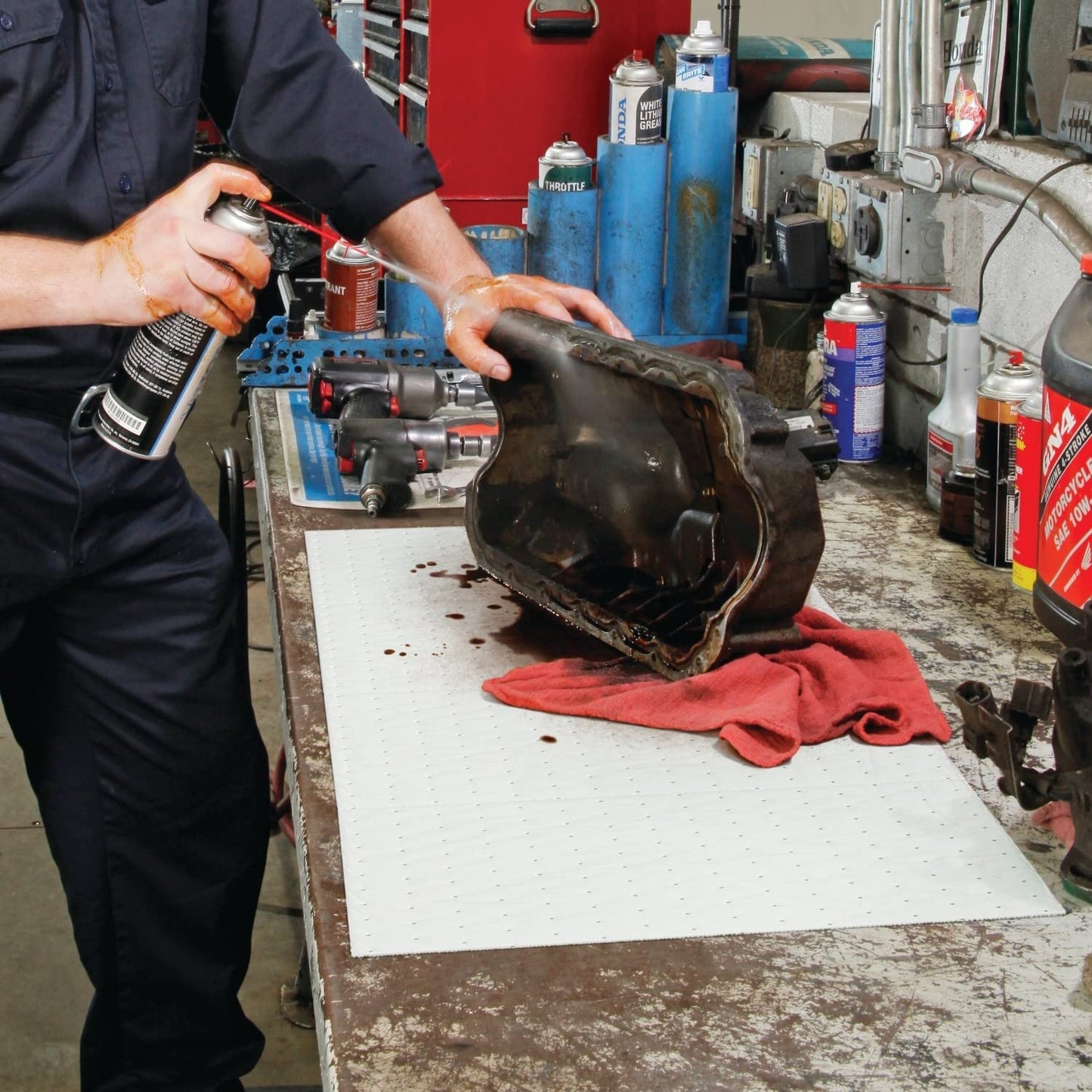 PIG Oil-Only Absorbent Mat Roll | Absorbs Oil-Based Liquids | Lightweight | 40 Gal Absorbency | 300' L x 30" W | 1 Roll | MAT419