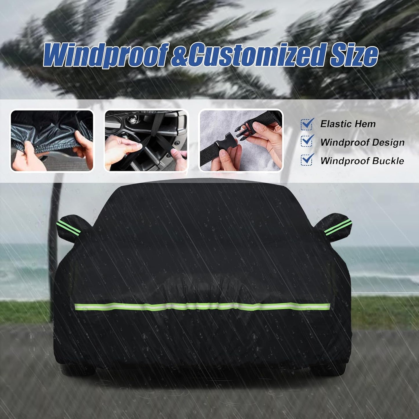 Waterproof Car Covers for 2008-2025 Dodge Challenger(Black) Custom Heavy Duty Waterproof All Weather Protection Outdoor