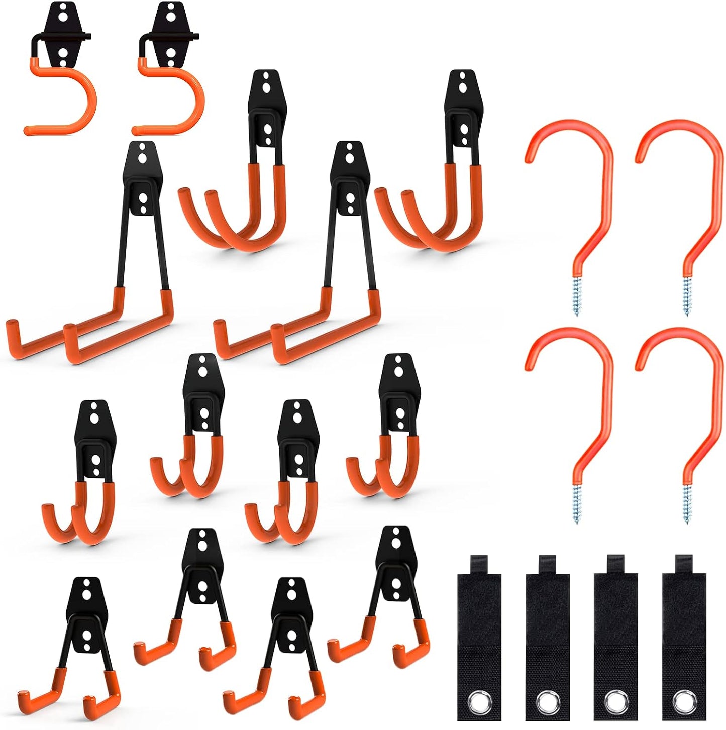 Intpro Garage Hooks 22 Pack Heavy Duty Garage Storage Hooks Steel Tool Hangers for Garage Wall Mount Utility Hooks and Hangers with Anti-Slip Coating for Tools Organizer Ladders Bikes Bulky Items