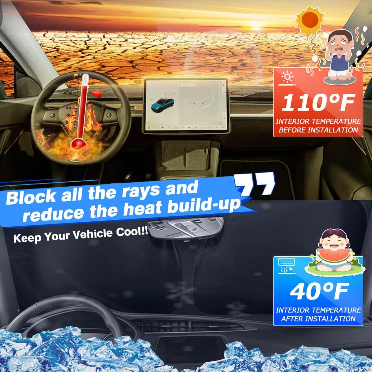 Windshield Sun Shade for 1996-2025 2026 Chevrolet/Chevy Express Accessories Thicken 6-Layer Front Window Sunshade Cover Sun Visor Protector Foldable Block UV Rays Keep Vehicle Cool