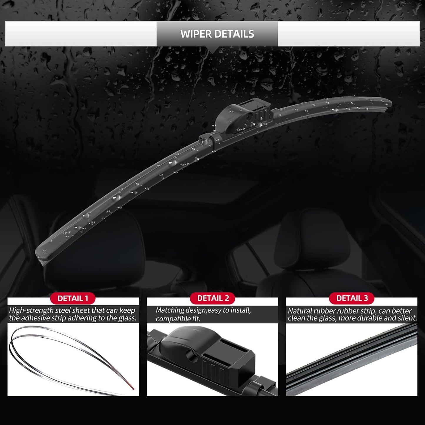 Front Windshield Wipers, 2-Piece Set for BMW 5 Series 528i 535i 535d 550i 2011 2012 2013 2014 2015 2016 - Automotive Replacement Front Wiper Blades for Car Window