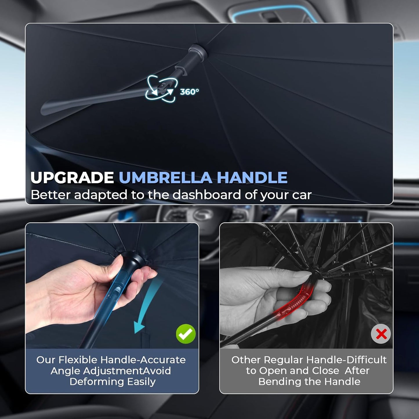 Windshield Sun Shade Umbrella for 2019-2025 Kia Forte Accessories: Custom Fit 210T Silver, Foldable Sunshade Front Window Sun Visor, Blocks UV Rays, Keeps Car Cool for FE/LXS/GT-Line/GT