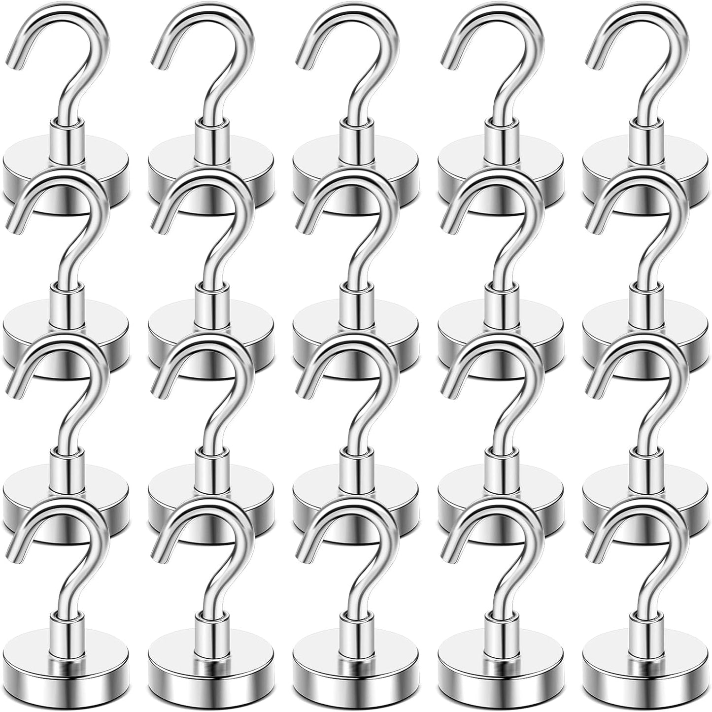DIYMAG Magnetic Hooks, 50 LB Heavy Duty Magnet with Hook,20 Packs Strong Rare Earth Neodymium Magnets for Hanging, Magnetics Hanger for Curtain, Home, Kitchen, Workplace