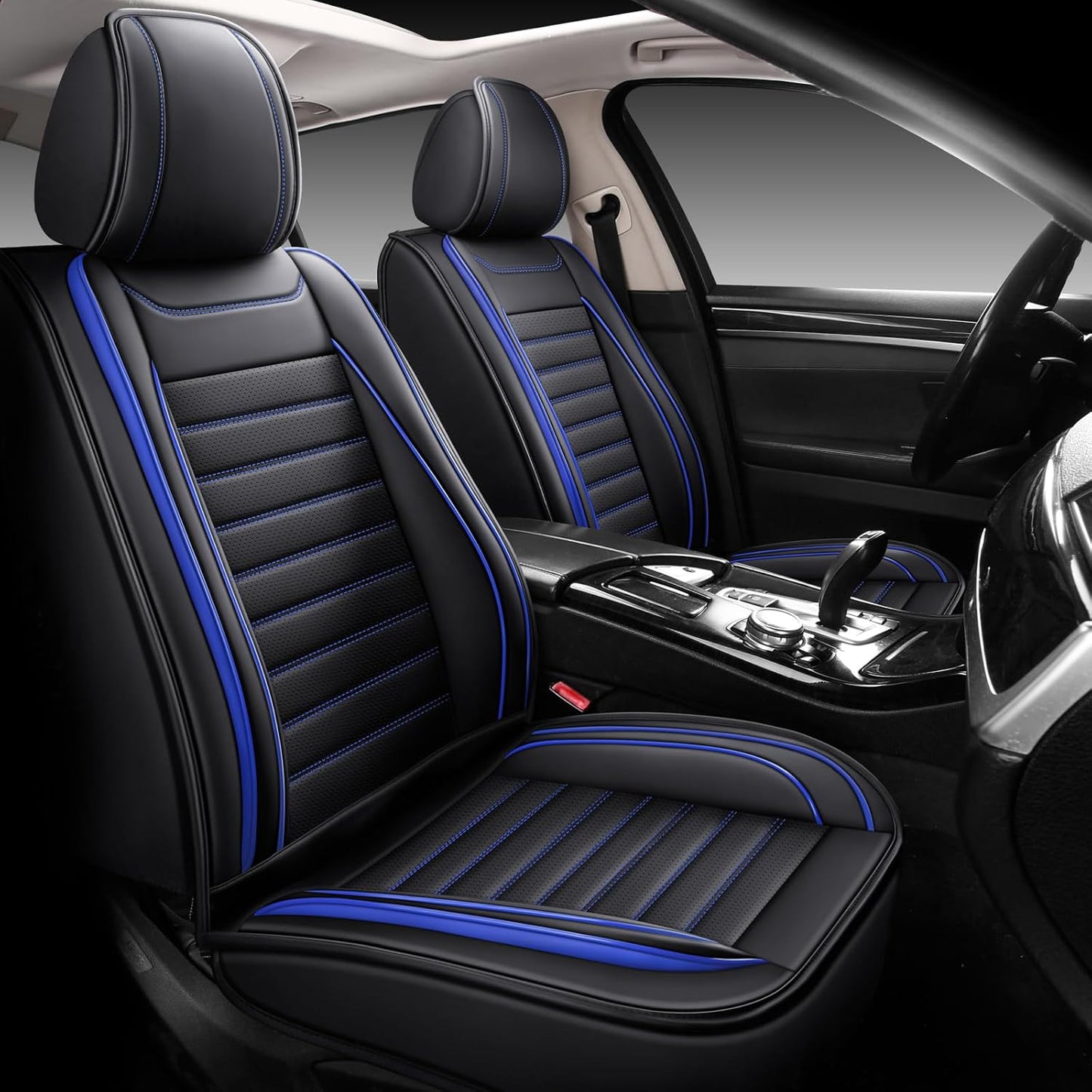 Leather Car Seat Covers Full Set, Universal Faux Leather Car Seat Covers 5 Seats, Automotive Seat Covers for Most Sedans SUVs Trucks, Front and Rear Seat Covers,Wine Red