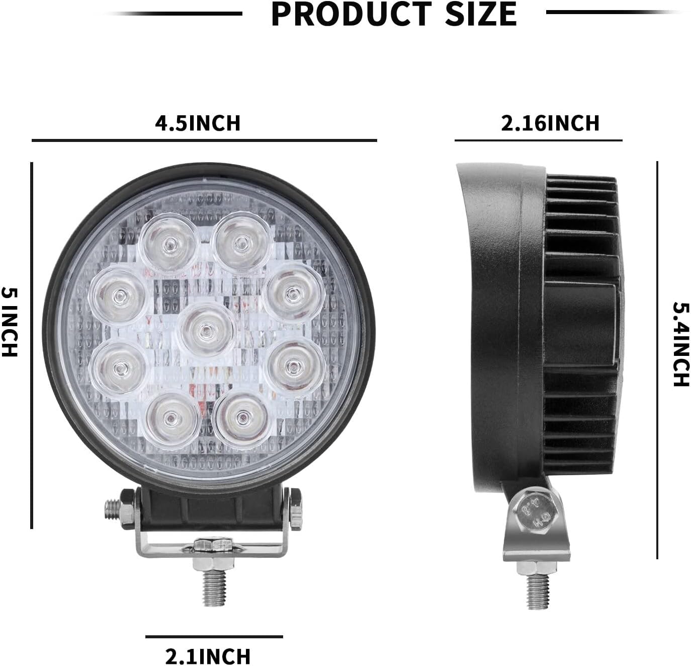 27W Spot Red Round Work LED Light Fog Offroad Off Road Lights Driving Lamp Waterproof for Hunting Pickup UTV Truck Car Boat SUV Boat 4WD ATV 12V 24V 4x4 Tractor Motorcycle（2pcs）