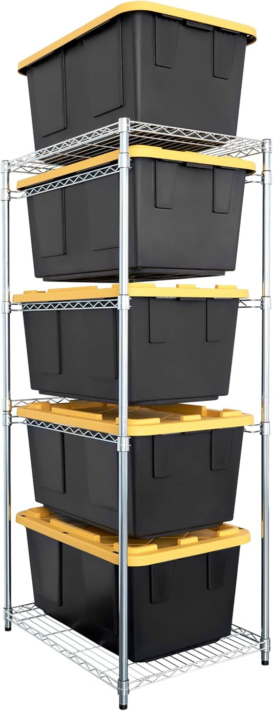 SafeRacks 5-Tier Steel Tote Rack WS-BR27 - Maximize Space, Declutter, NSF Certified, Bin Storage for Garage, Pantry, Kitchen, 31" x 23" x 68" (Silver, 1 Pack)