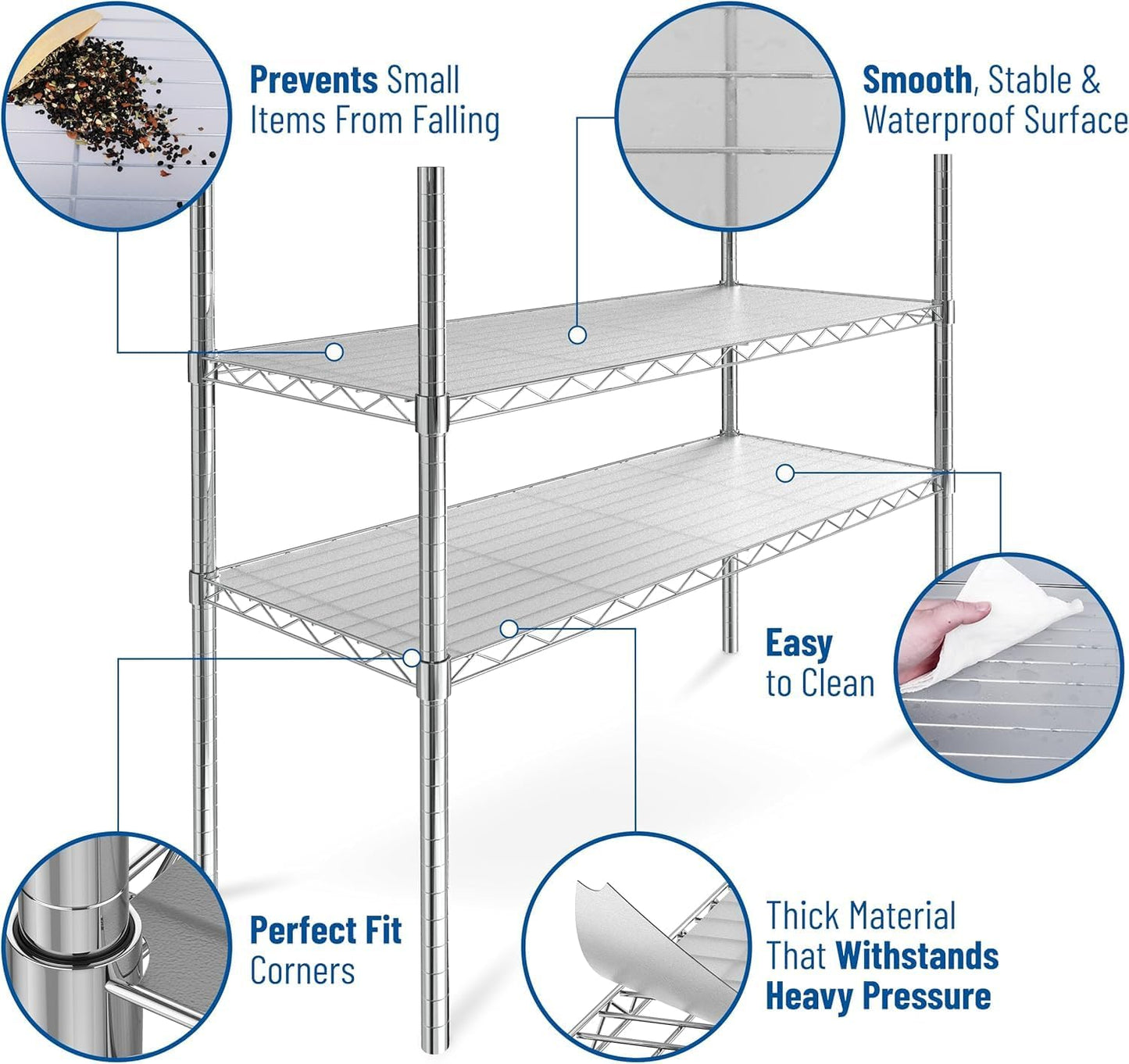 Shelf Liners for Wire Shelf System: Set of 5 in Clear: 24 x 60 inch: Plastic Wire Shelving Shelf Mats