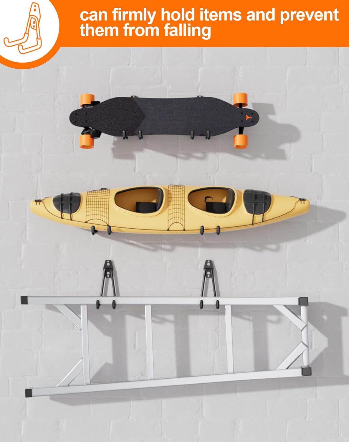 QcoQce 15 Pack Garage Hooks Heavy Duty with 2 Extension Cord Straps,Garage Storage Hooks, Wall Mount Hooks, Garage Organization and Tool Hangers for Bike, Ladder, Ropes and Garden Tools