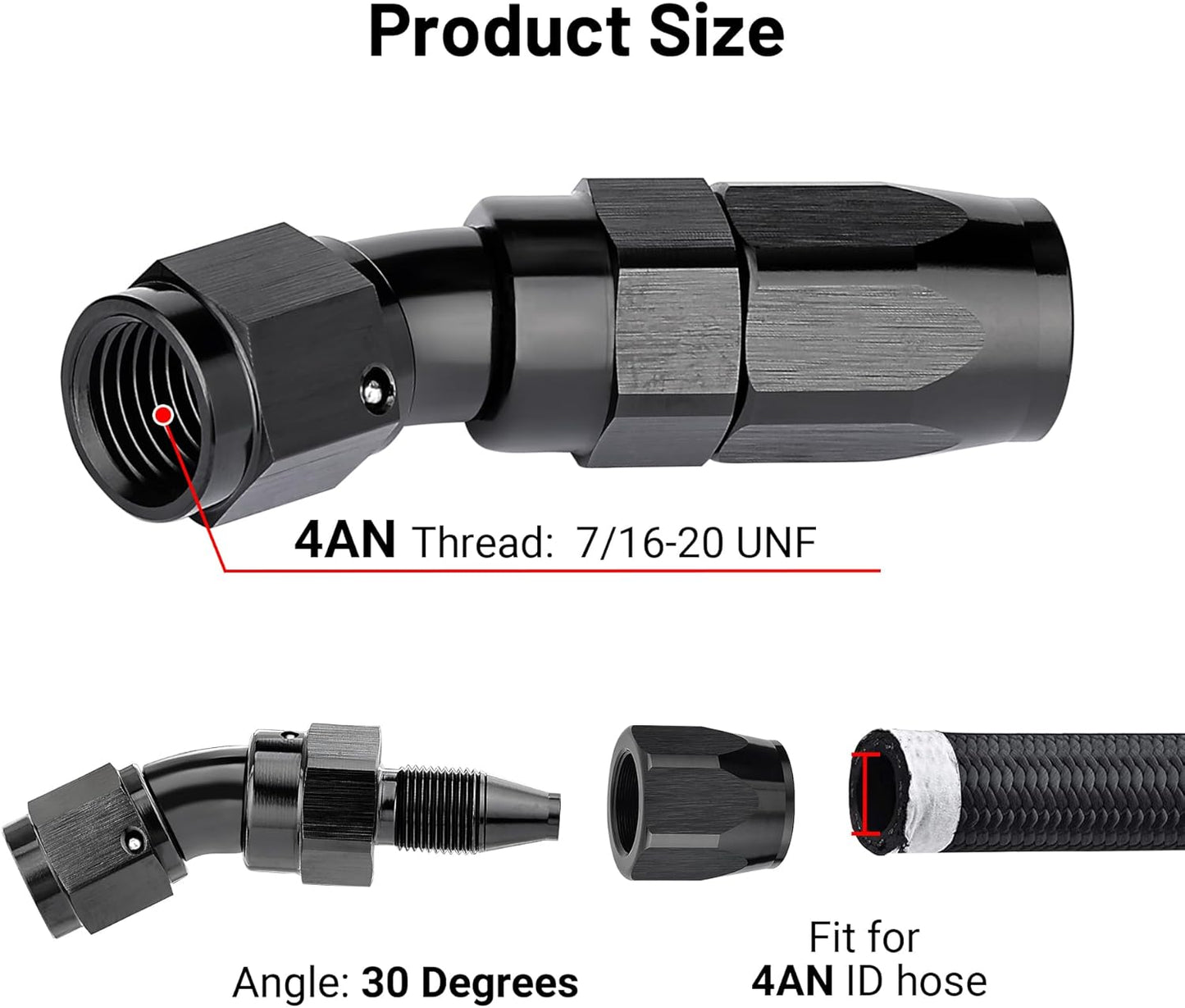 EVIL ENERGY 4AN 30 Degree One Piece Full Flow Hose End Fitting Swivel For CPE Braided Hose
