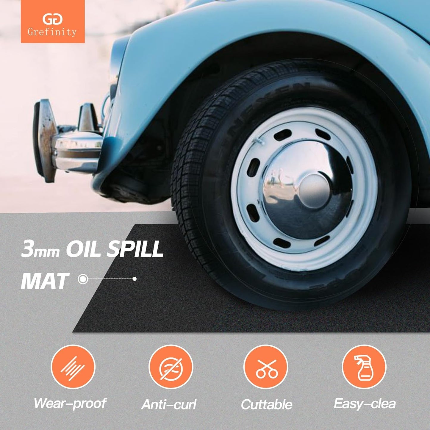 5'x 6’Garage Floor Mat & Oil Spill Mat, Heavy Duty Under Car Mat for Garage & Driveway, Protects Against Oil, Chemicals & Stains with TPE Anti-Leak Backing, Reusable & Washable