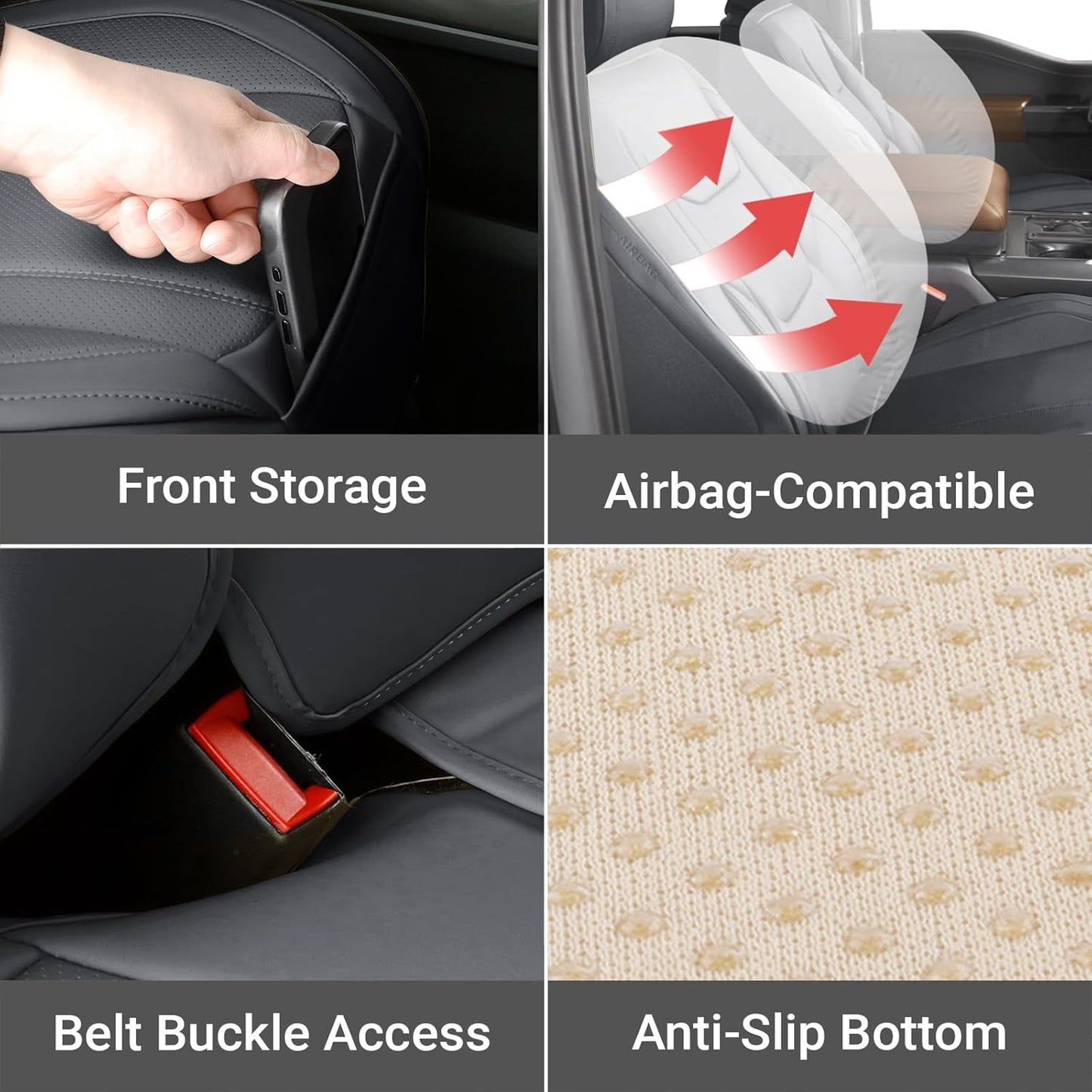 Coverland Custom Car Seat Covers Compatible with 2007-2013 Tundra CrewMax - Premium Leather Non-Slip Memory Foam Waterproof Cover Interior Protector Full Set-Dark Gray [See Size Chart-Size X135]