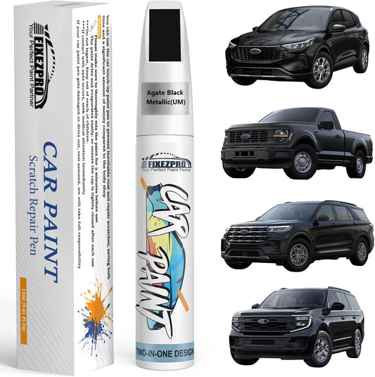 Agate Black Metallic(UM) Touch Up Paint for Ford, Car Paint Scratch Repair Remover Pen Color Exact Match, Quick and Easy Fix Automotive Chips and Nicks Scuff