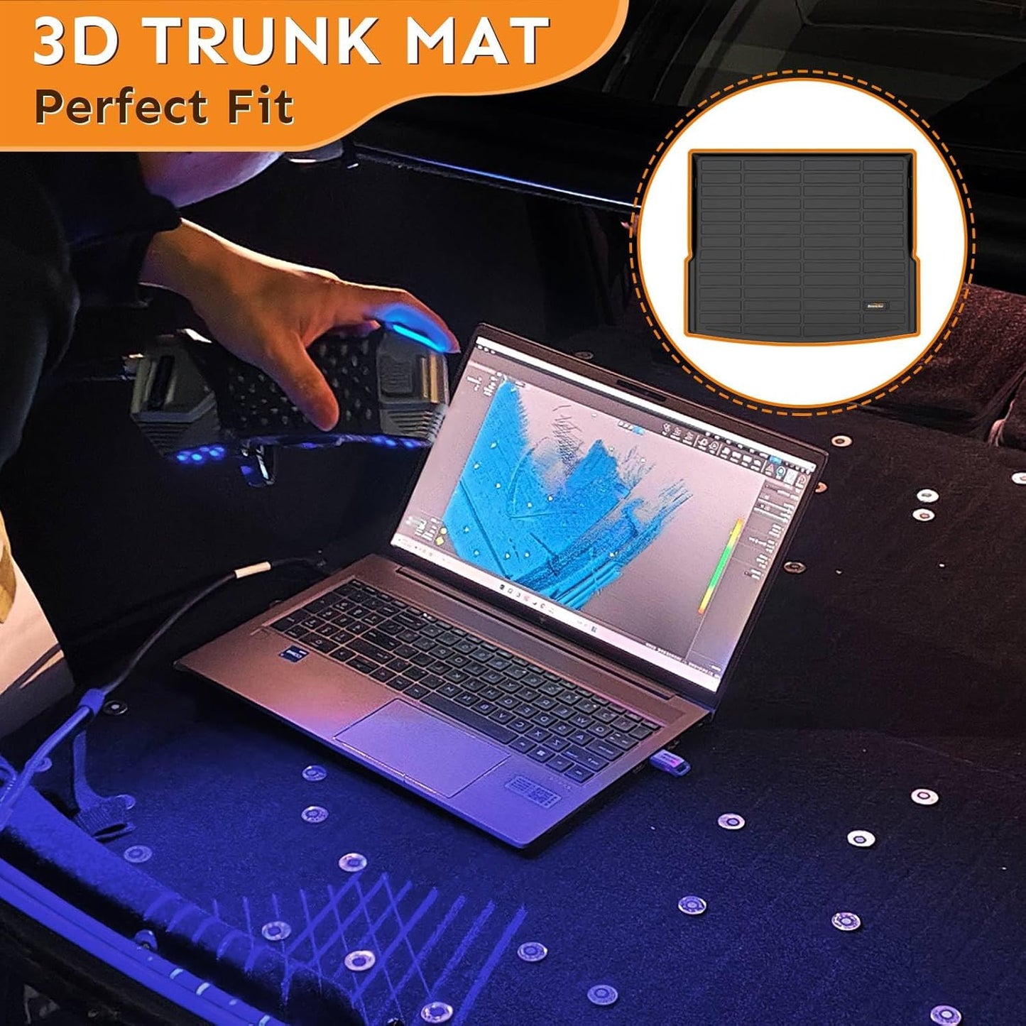 Binmotor-Floor Mats & Cargo Liner Set for Nissan Kicks 2024 2023 2022-2018, All Weather Mats Cargo Trunk Mat Waterproof Car Mats for Nissan Kicks Accessories Custom Fit