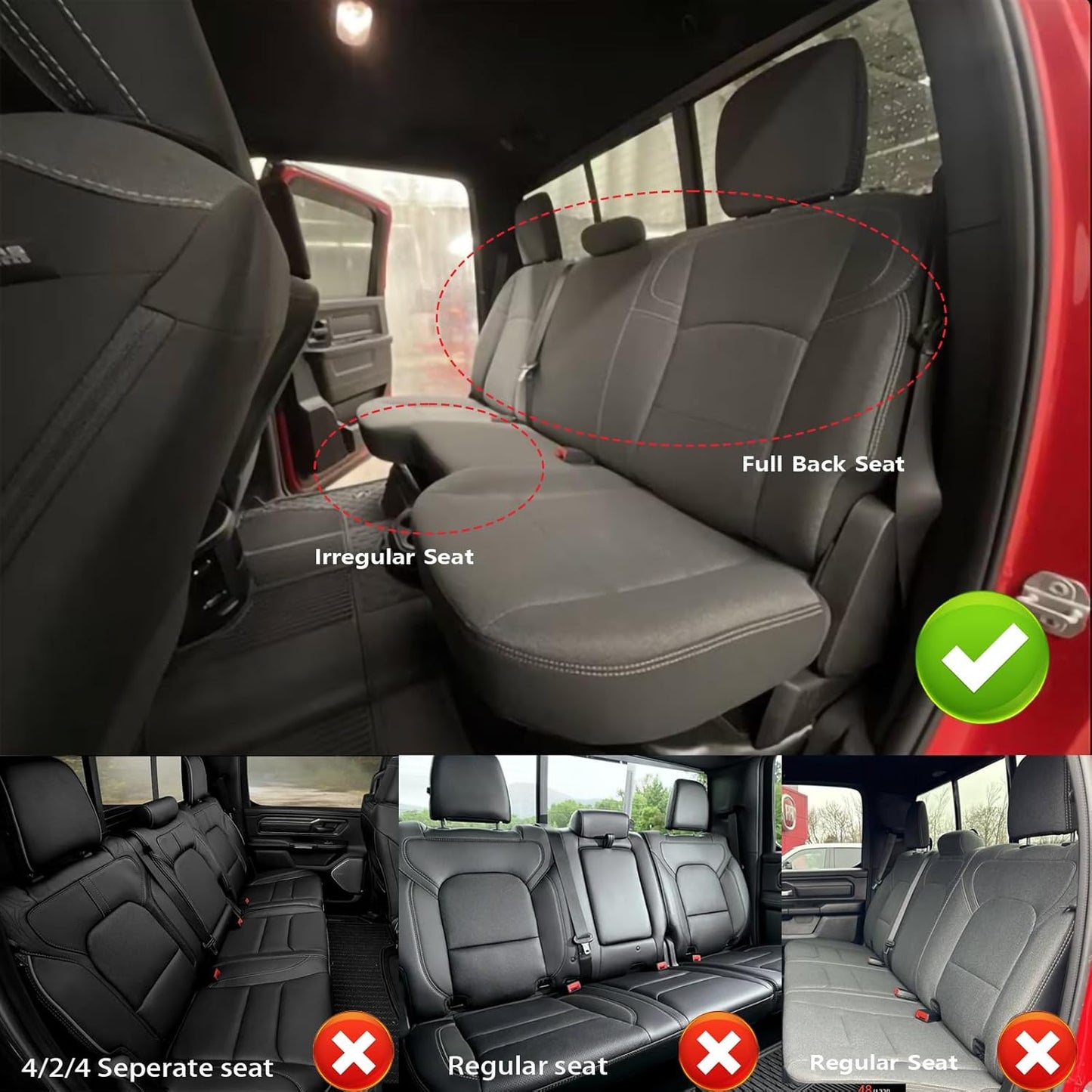 AOMSAZTO Seat Covers for Ram 2500: 2019 2020 2021 2022 2023 2024 2025 Custom Fit Car Seat Covers Full Set (Black+Gray)