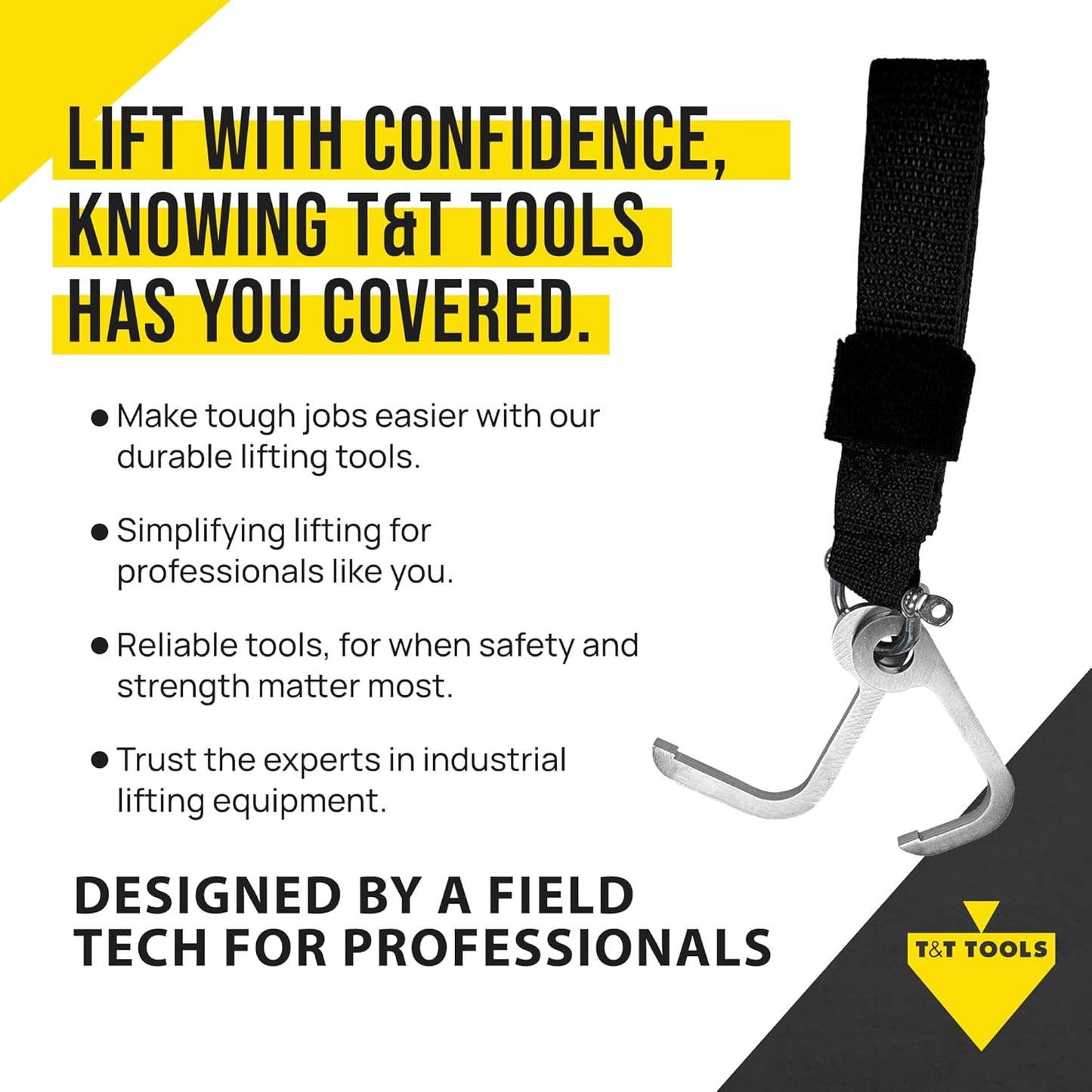 T&T Tools Lid Sling Hook - Lift Manhole Covers & Storm Drain Cover, Versatile Lifting Hooks, Rigid Steel Tool Hook for Moving (Short & Long)