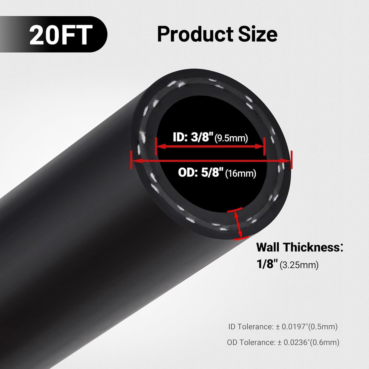 EVIL ENERGY 3/8" Heater Hose Coolant Radiator Straight 100PSI SAE 20R3 20FT Black