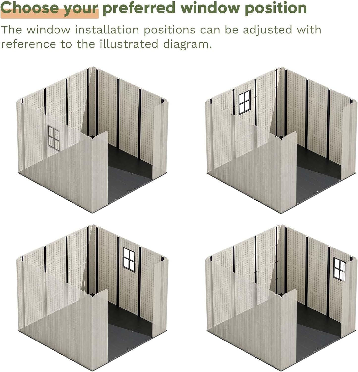 Patiowell 8x8 FT Outdoor Storage Shed, Plastic Shed Resin Garden Tool Shed with Floor & Window & Lockable Door for Patio Furniture, Backyard Tools, Bicycles & Lawnmower, Beige