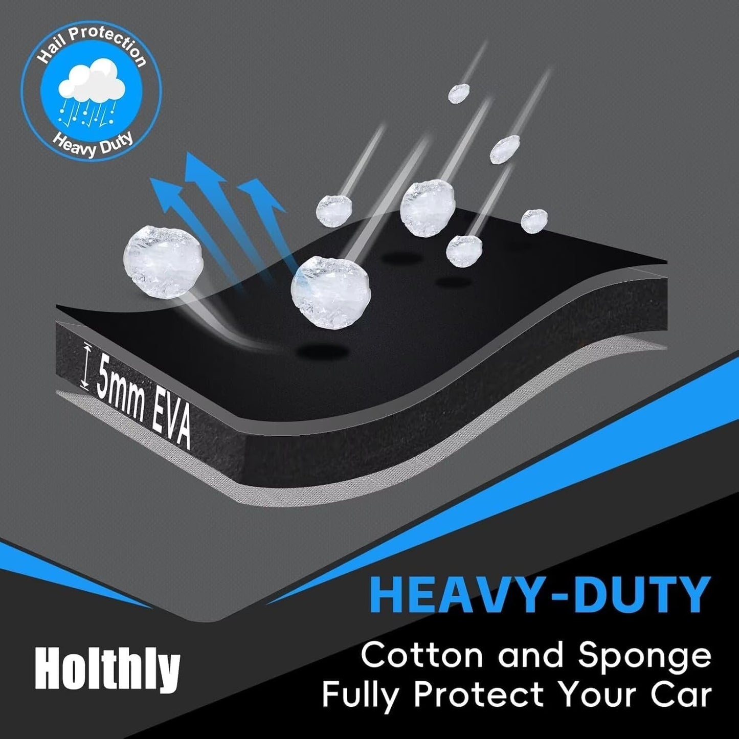 Hail Protector Car Cover for SUV, Anti Hail Car Covers Thick Multi-Layered EVA Outdoor, Hail Proof Car Cover All Weather, Hail Protection Padded Fit Large SUV Jeep (Length 202 to 211 inch)