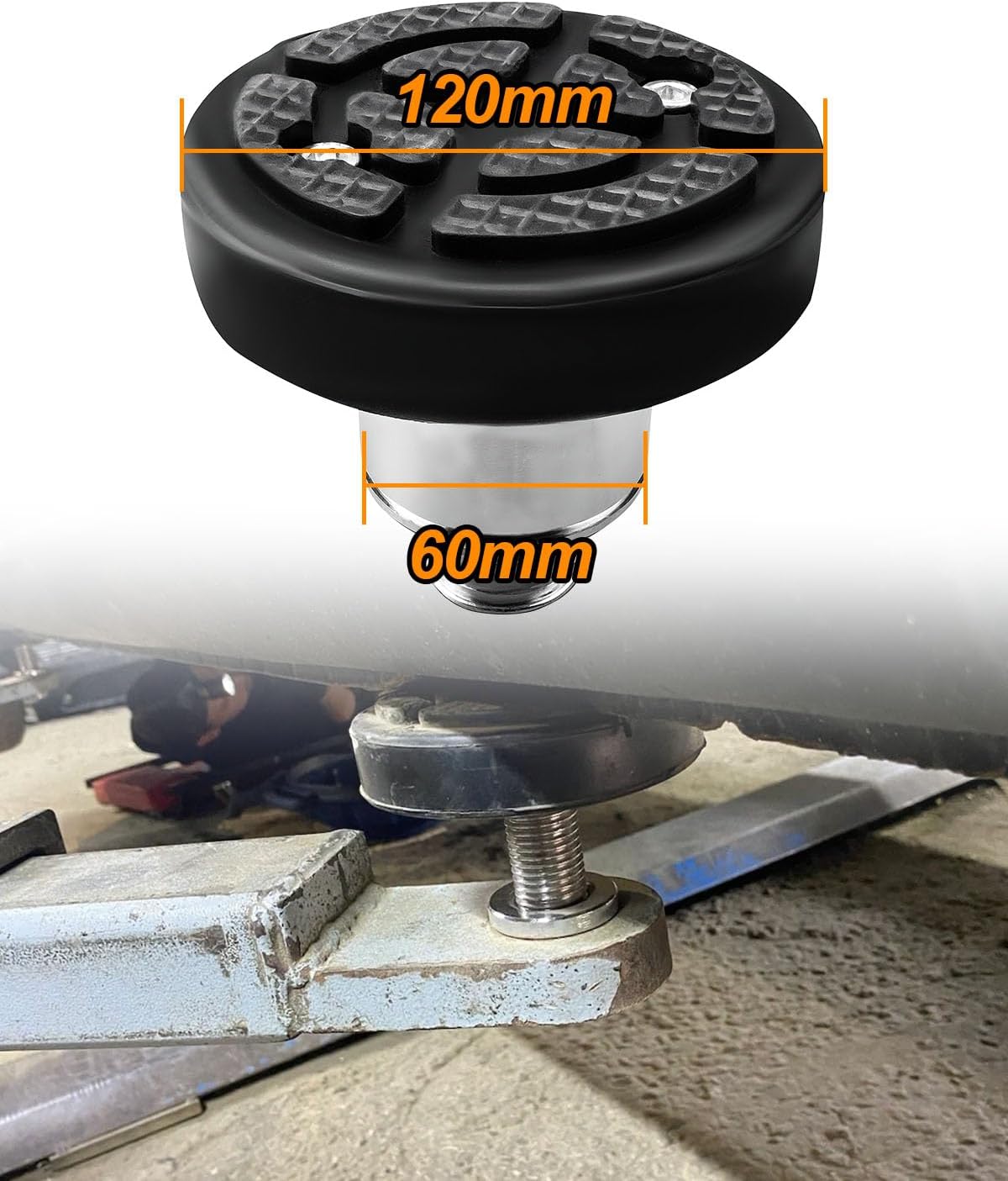 60mm Car Lift Feet Pads Plus-High Heightening Rubber Feet Tray Fit for 60mm Diameter Shaft