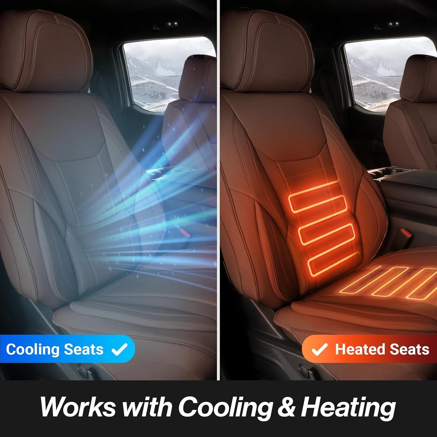 Coverland Custom Car Seat Covers Compatible with 2016-2025 Titan King Cab - Premium Leather Non-Slip Memory Foam Waterproof Cover Interior Protector Full Set-Dark Brown [See Size Chart-Size X121]