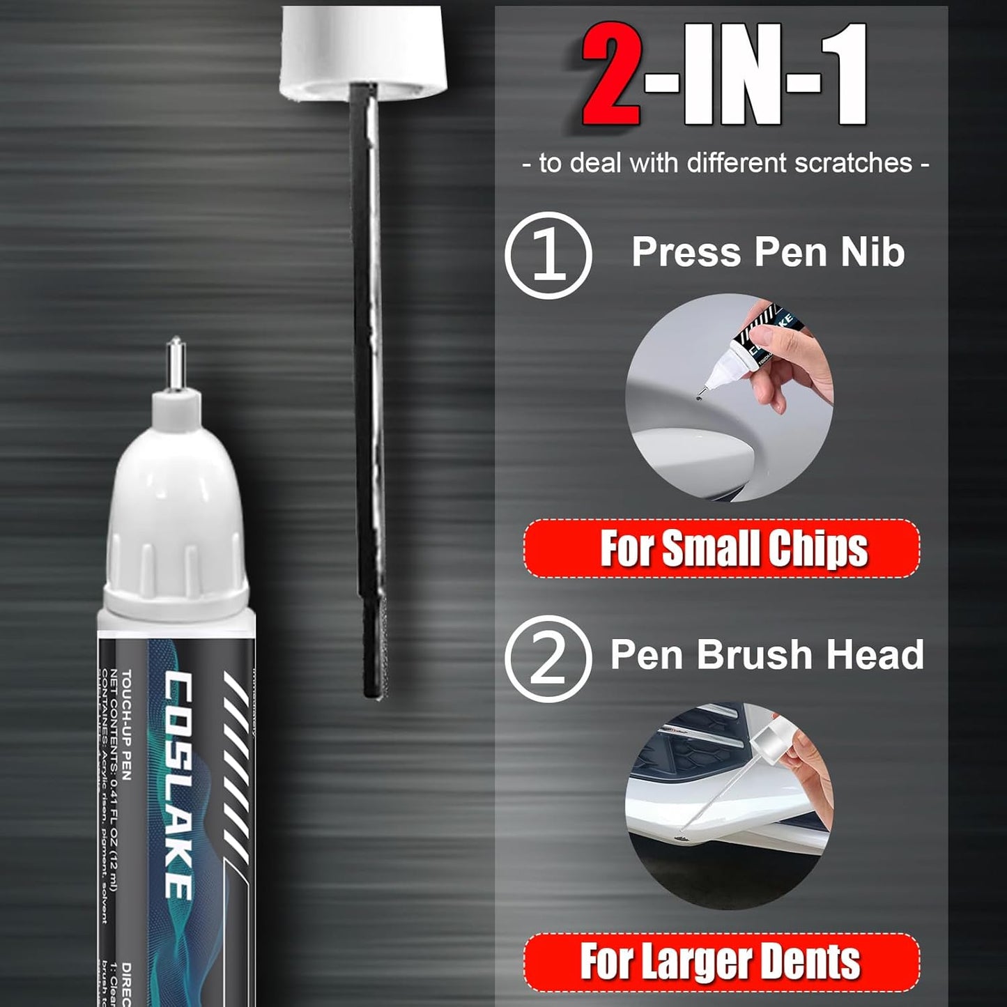 Car Touch Up Paint(Diamond Black Crystal Pearl-Coat(PXJ/KXJ)) for Dodge Ram, Car Paint Scratch Repair Kit, Quick & Easy Solution to Repair, 2 in 1 Scratch Remover Pen with 2PCS Disposable Micro Applicators