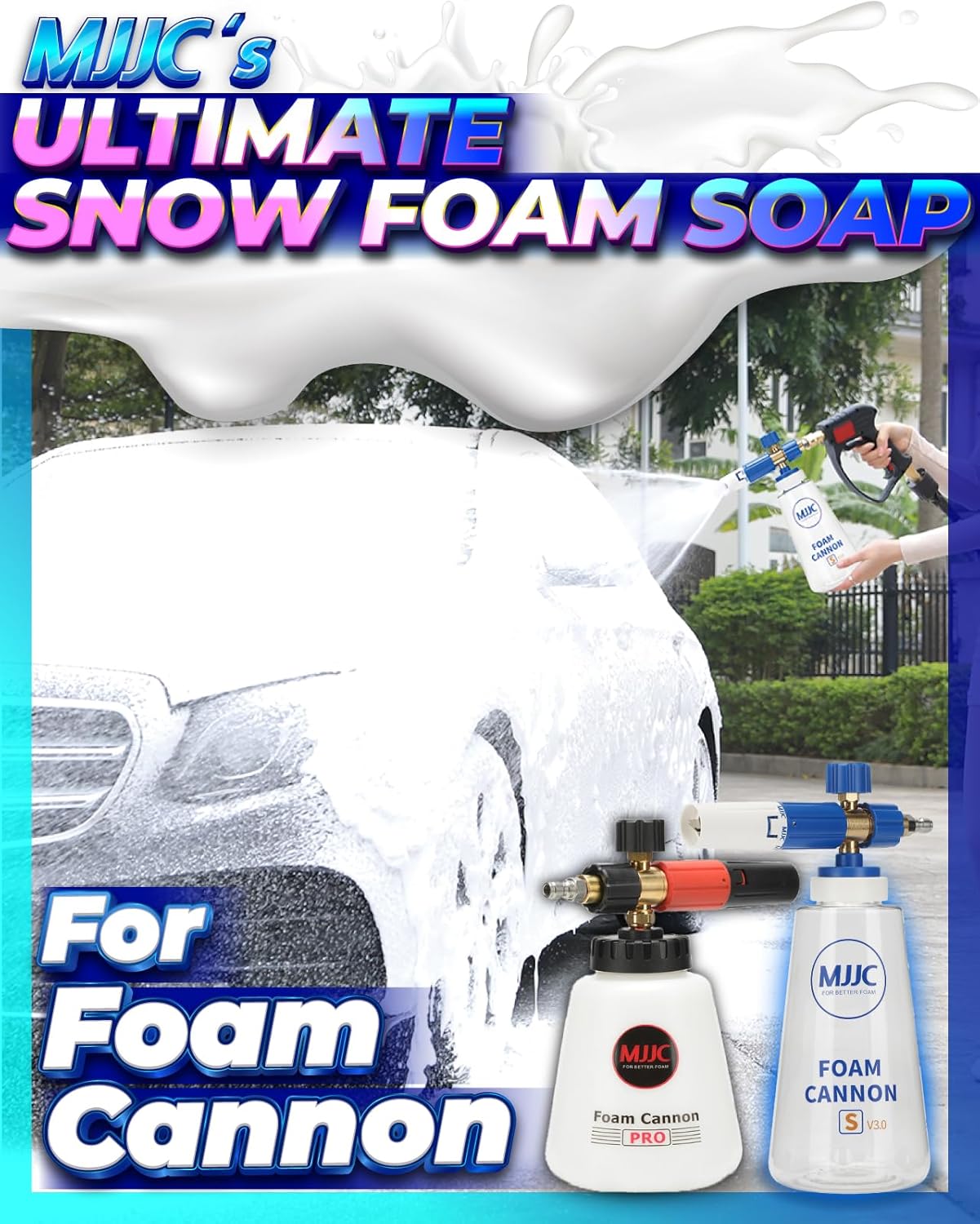MJJC Foam Ultimate Snow Foam Car Wash Soap Specialized Car Shampoo for Foam Cannon and Pressure Washer, Safe for Cars (pH Neutral, 10x Concentrated) lime mint scent (64 oz)