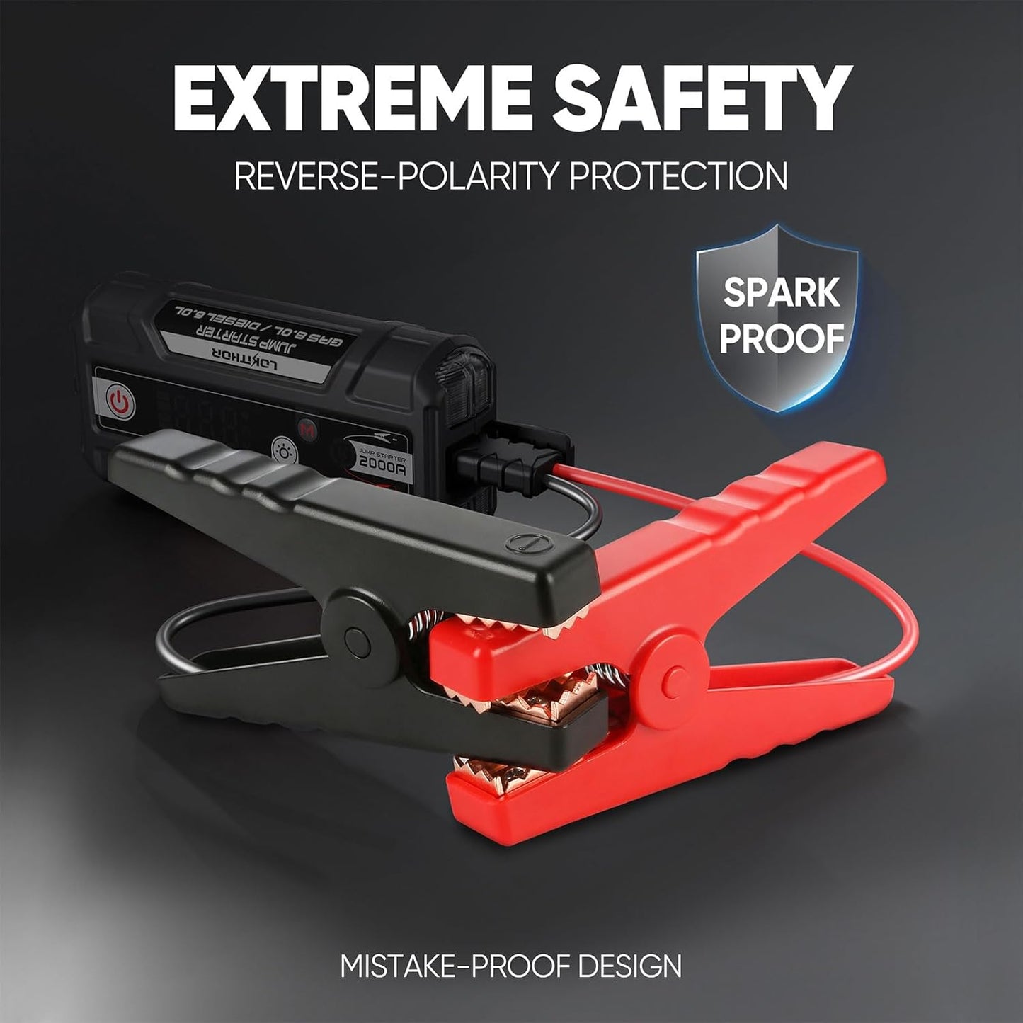 J400 2000A 12V Portable Lithium Jump Starter, Car Battery Booster Pack, USB-C Powerbank Charger, and Jumper Cables for Upto 8.0-Liter Gas and 6.0-Liter Diesel Engines