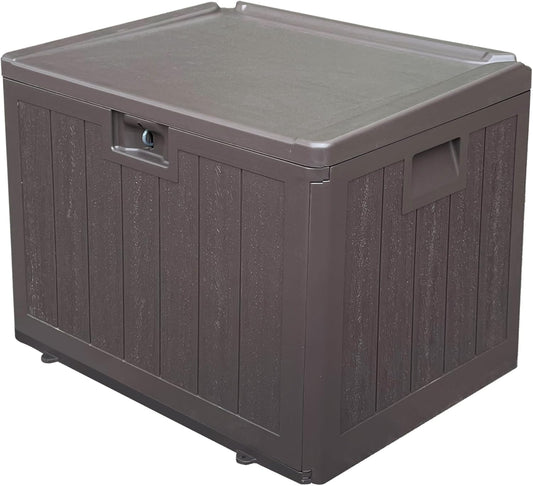 Premium Pro Edition 35 Gallon Lockable Resin Deck Box, Waterproof & UV-Resistant Outdoor Storage Box for Outdoor Storage, Garden Tools & Pool Accessories Storage, Brown