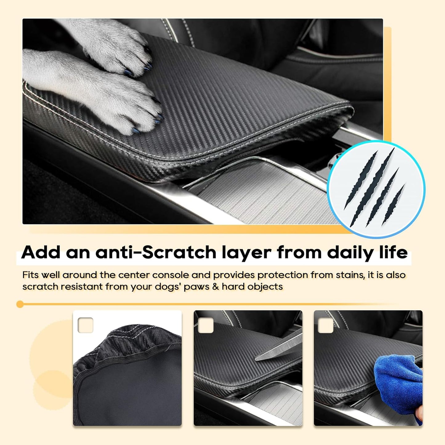 LFOTPP Central Console Armrest Box Cover Fit for Volov 2021 2022 2023 2024 XC60 S60 SPA Cover Car Armrest Cover Auto Center Console Pad (XC60 S60 Carbon Fiber)