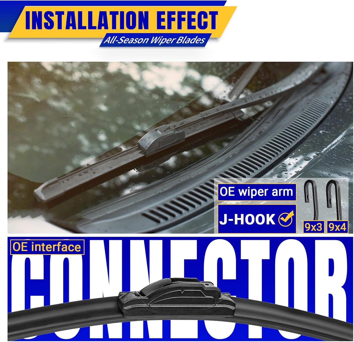 3 wipers Replacement for 2019-2022 2023 Toyota rav4/2006-2015 Mazda 5, Windshield Wiper Blades Original Equipment Replacement - 26"/16"/12" (Set of 3) U/J HOOK