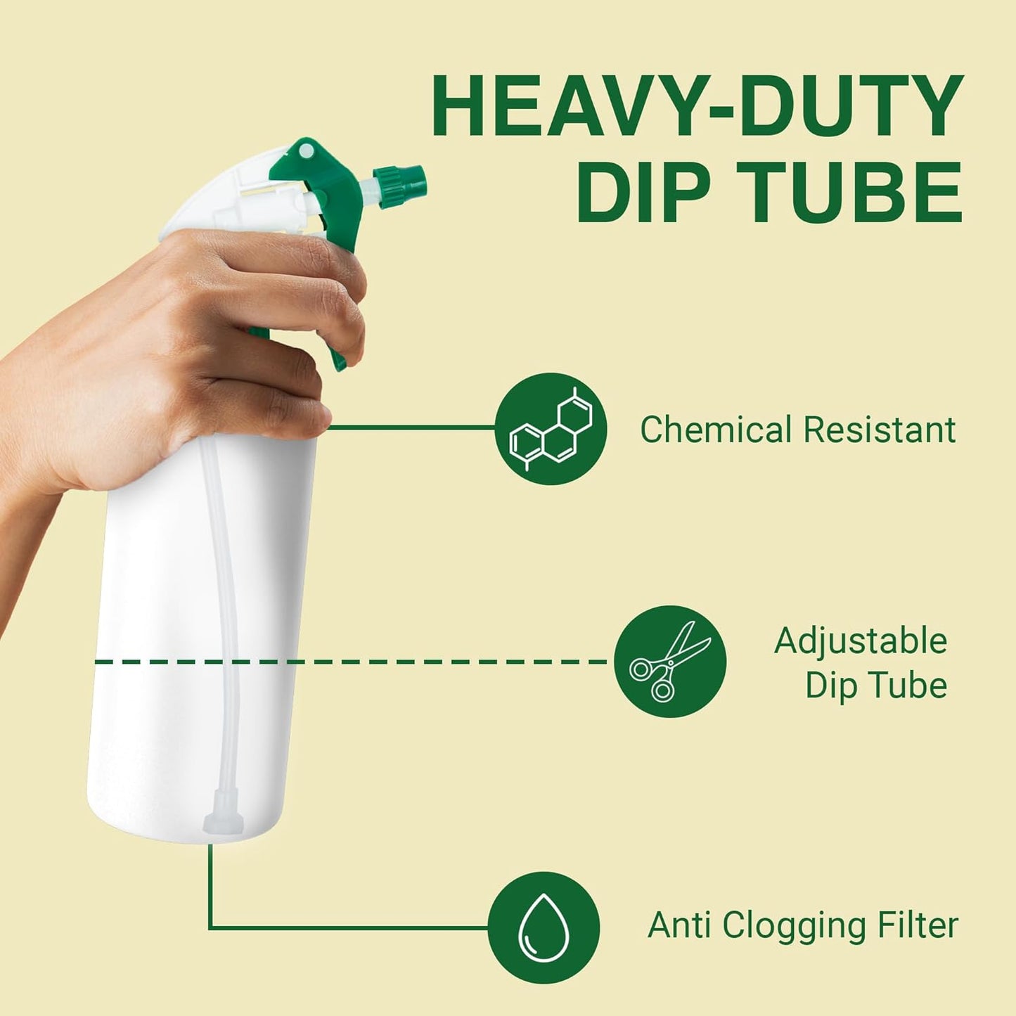 Spray Bottle Nozzle Replacement, Bottle Tops Only - Sprayer Nozzle Triggers for Heavy Duty, Commercial, Home Cleaning Solutions - Fits 8,16,24,32 oz Plastic & Glass Bottles, Green 24 pack
