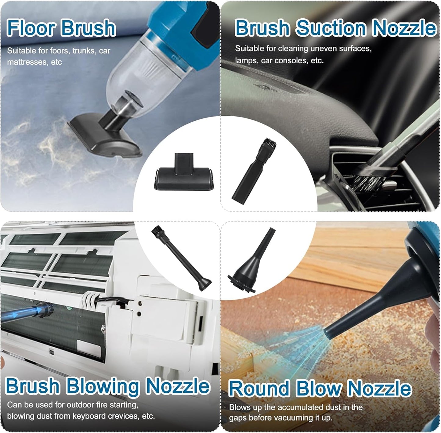 Handheld Car Vacuum, 16000PA 4 in 1 Mini Cordless Vacuum Cleaner and Air Duster with Multi-Nozzles Rechargeable Battery Dual Filter for Home, Car, Office, Pet Hair, Keyboard, Desktop